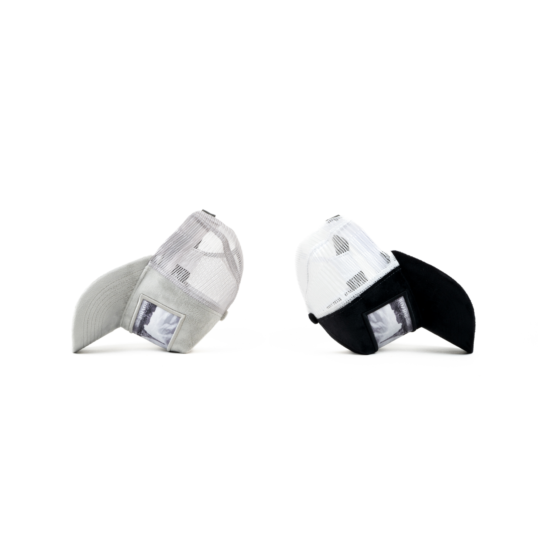 Paris Velvet Caps - Grey & Black/White