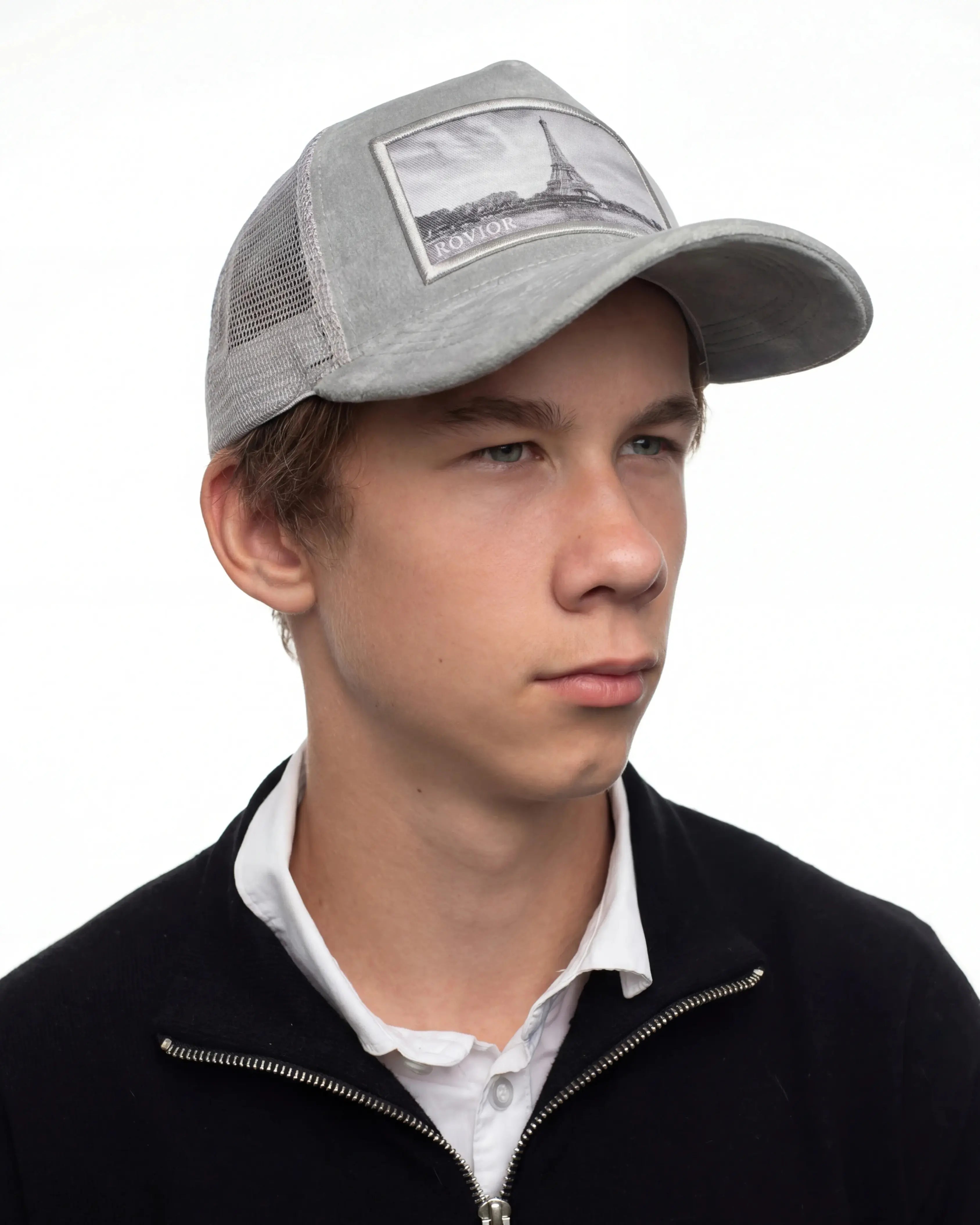 Velvet Cap Combination - Light Grey & White