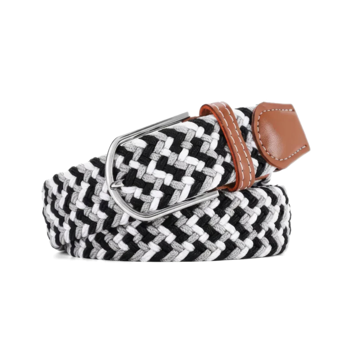 4 Pack Woven Braided Stretch Belt Set Adjustable Silver Buckle 6941510-627_WEB__09470.  main image 3